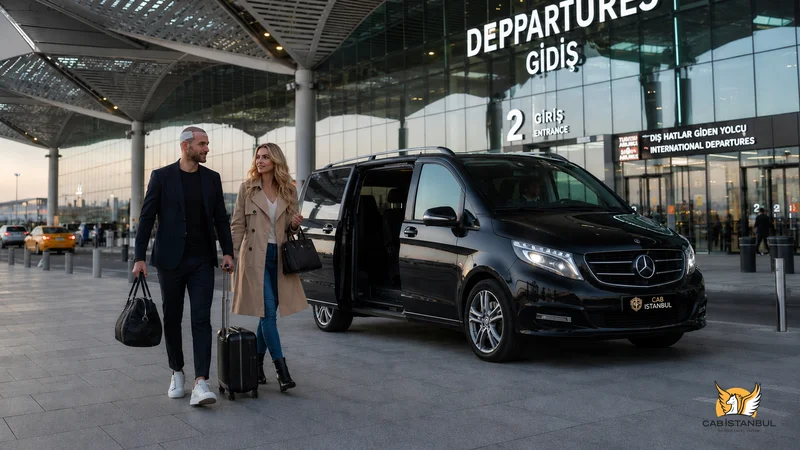 Private airport transfer Istanbul &mdash; professional driver and Mercedes van at IST arrivals