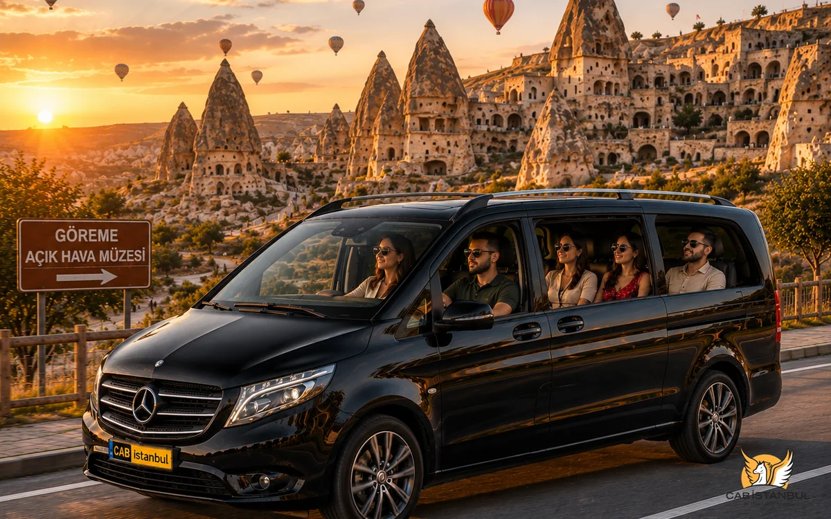 Private chauffeur vehicle on the long-distance Istanbul to Cappadocia route across the Anatolian plateau