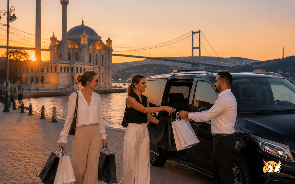 Ortakoy Mosque and Bosphorus Bridge — a key stop on the private Bosphorus route with chauffeur vehicle