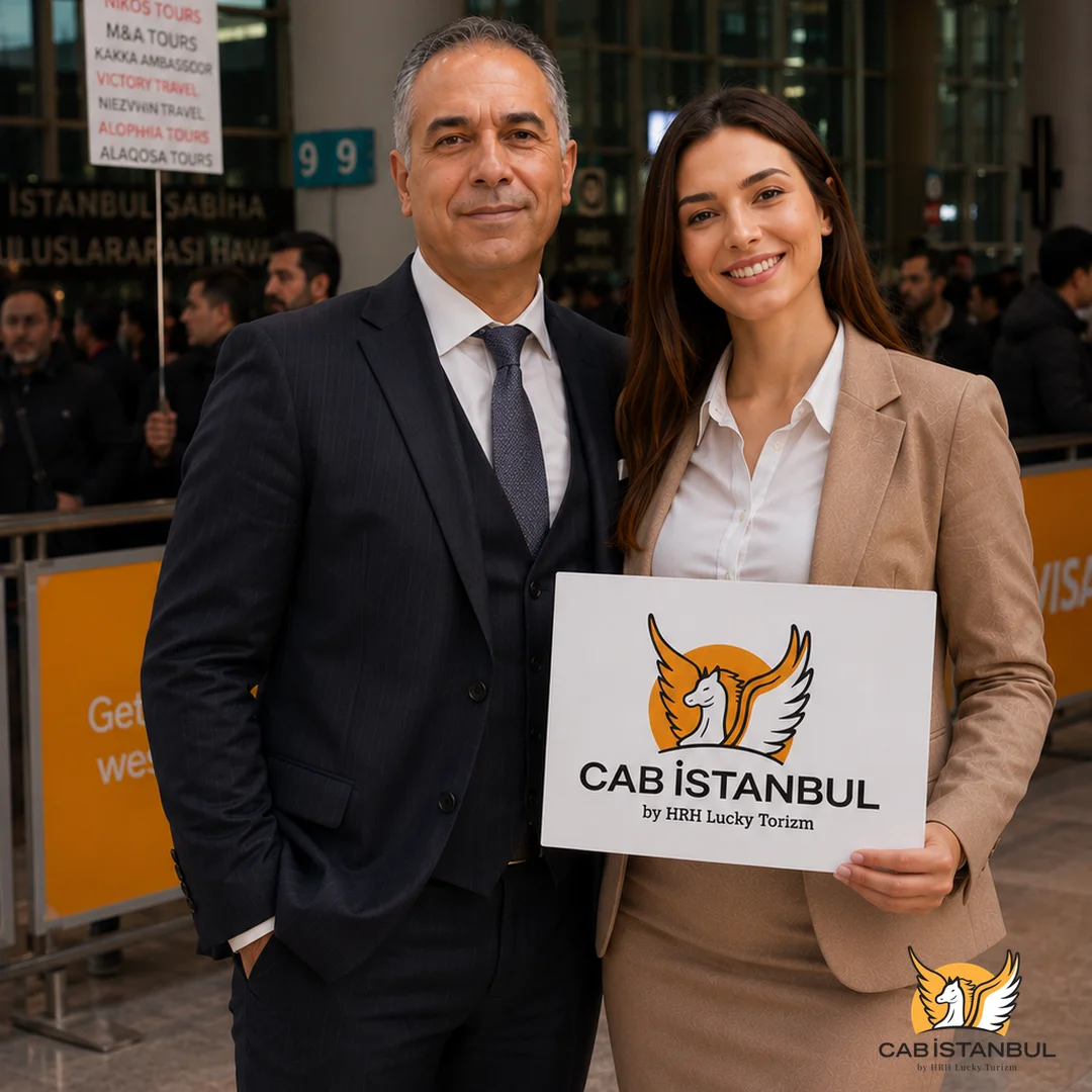 Havalimanında isim tabelası ile ücretsiz yolcu karşılama — transfer rezervasyonuna dahil hizmet