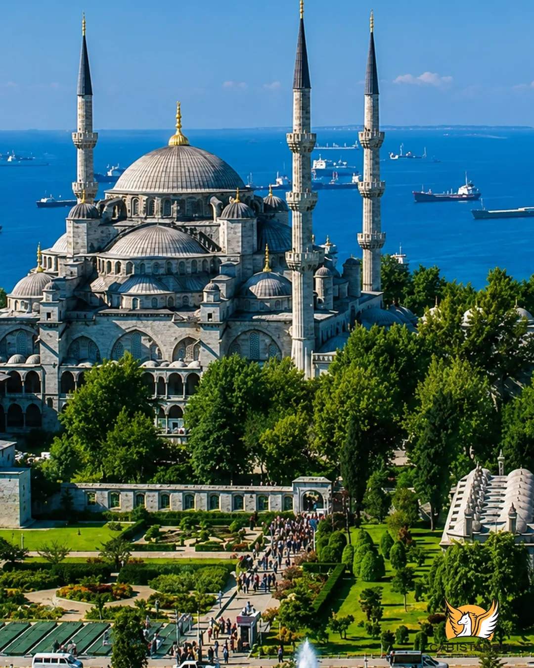 Six minarets of the Blue Mosque seen from the Hippodrome, Istanbul
