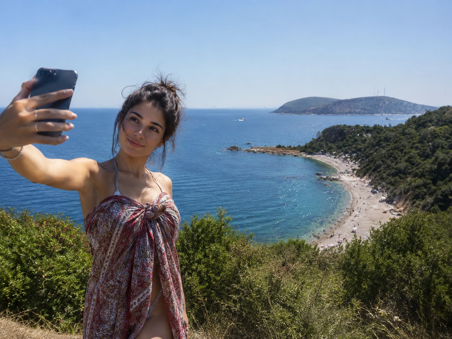 Burgazada shoreline on the Princes' Islands with pine-covered cliffs