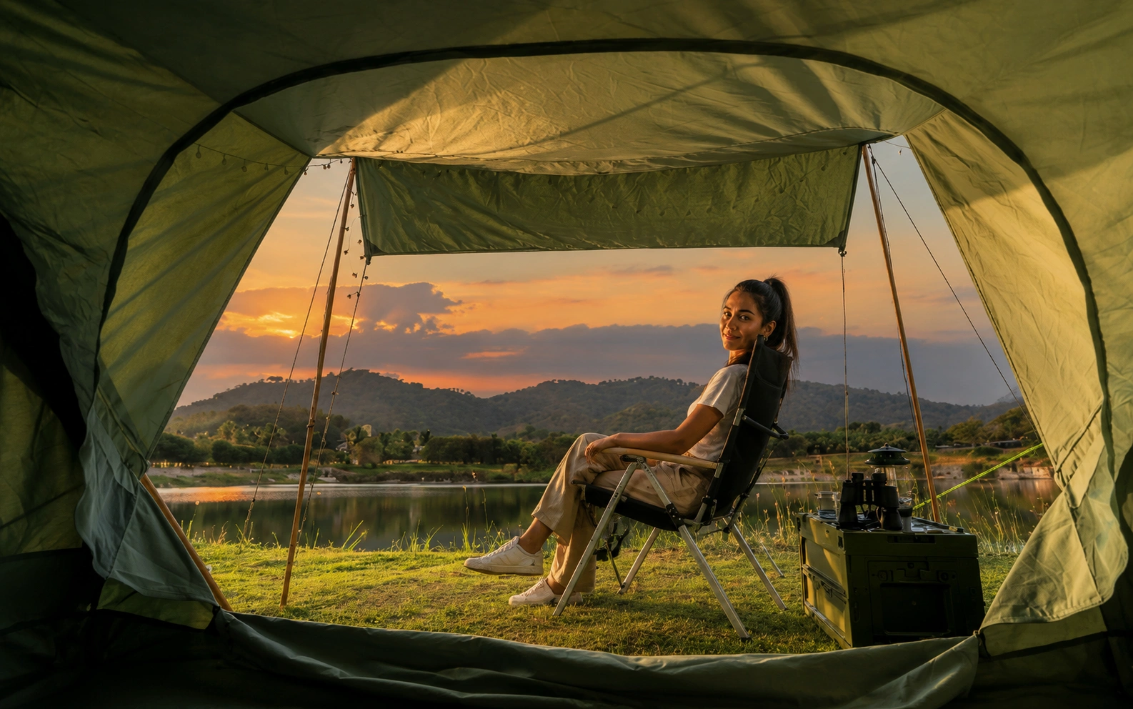 Camping area in Şile coastal forest with tents