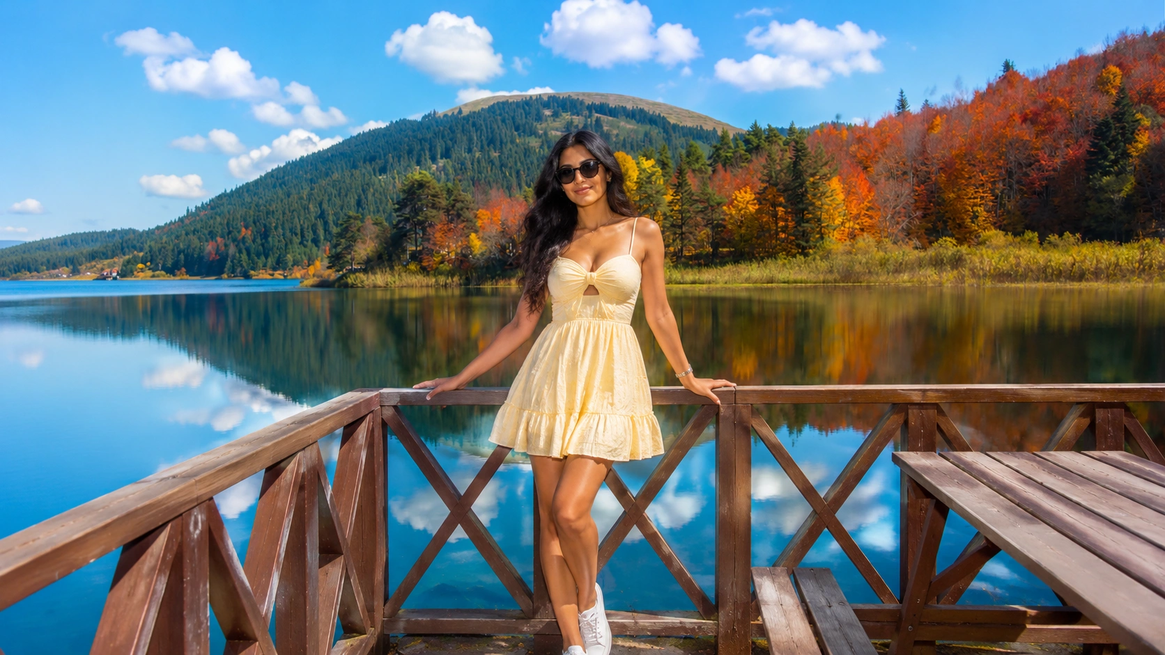 Abant Lake in autumn — gold and orange foliage reflected in the lake