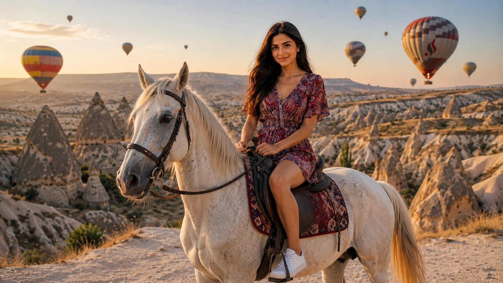 Aşk Vadisi peri bacaları arasında at turu Kapadokya