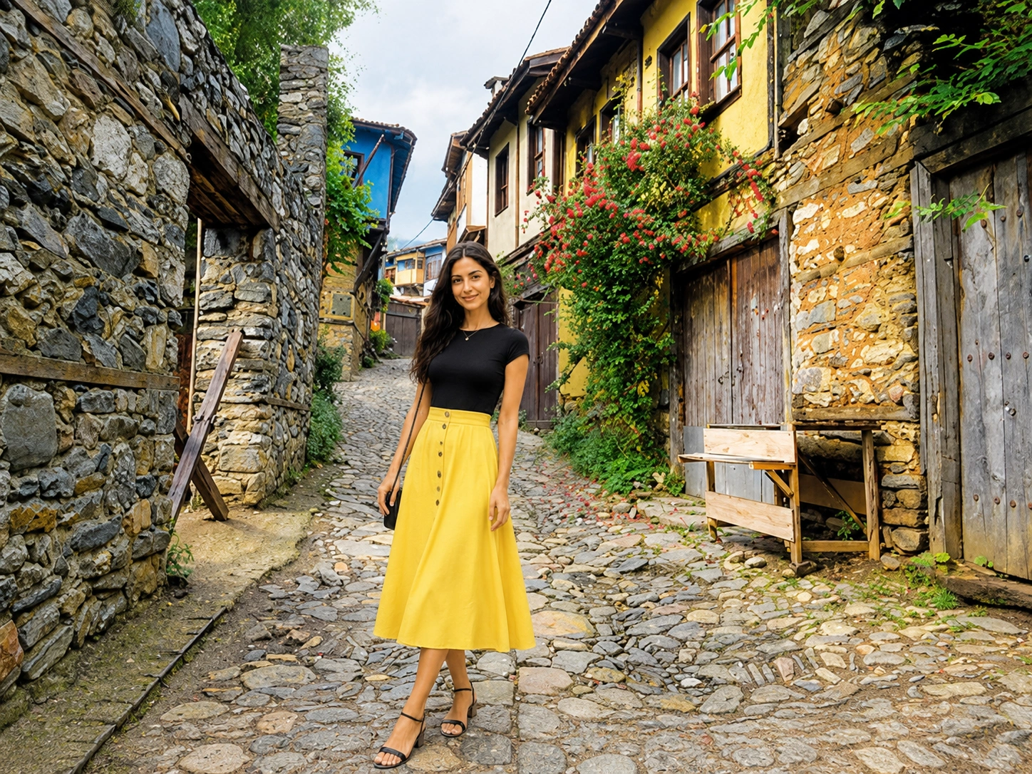 Ottoman stone and timber houses on a cobblestone lane in Cumalıkızık