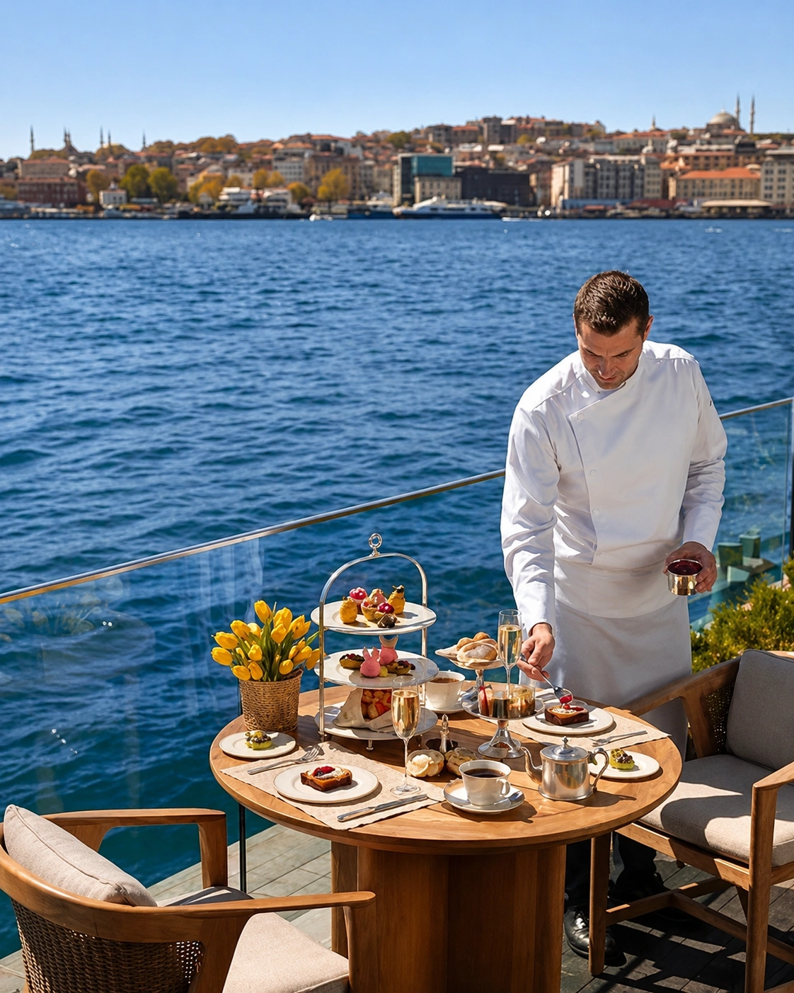 Breakfast service at The Peninsula Istanbul with dishes arranged on a table