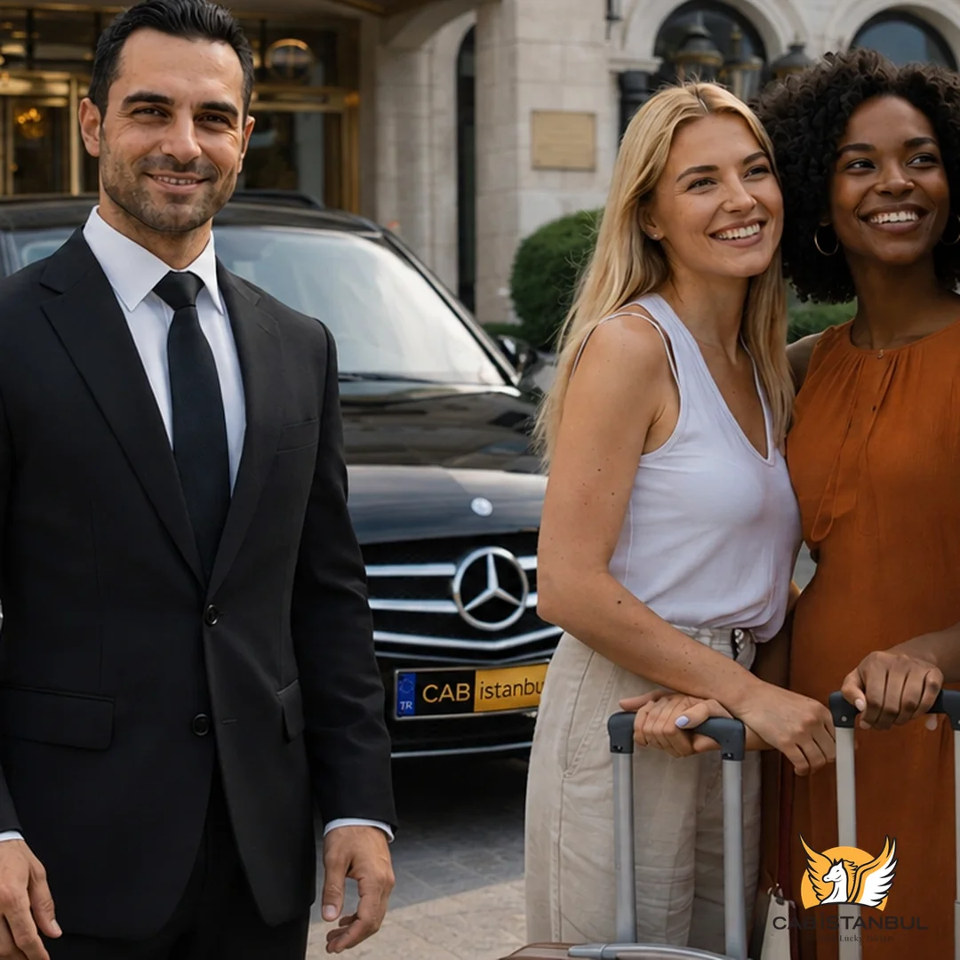 Chauffeur standing beside a luxury sedan ready for departure at test-Istanbul Chauffeur Service