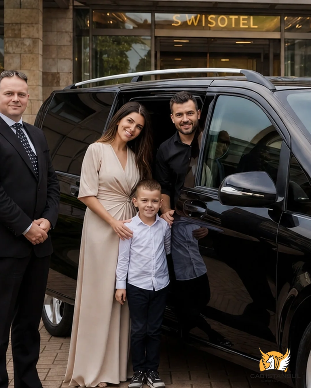 Chauffeur ready to greet a passenger at the vehicle door at test-Istanbul Chauffeur Service