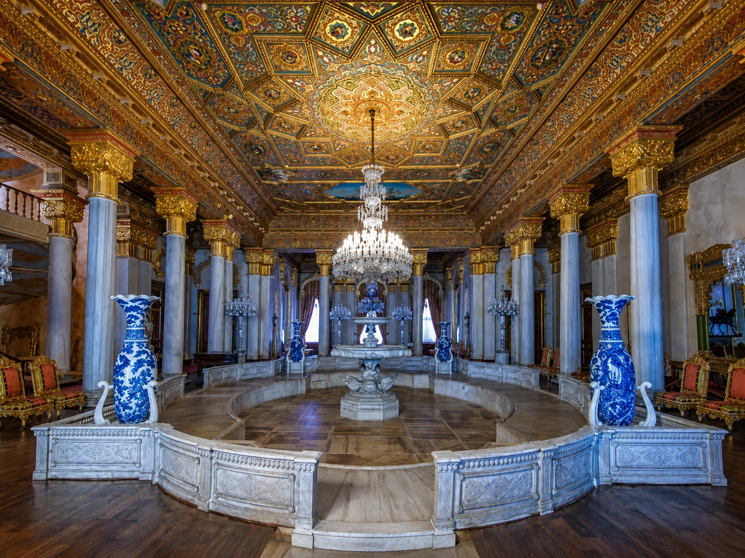 The Marble Hall with its central fountain