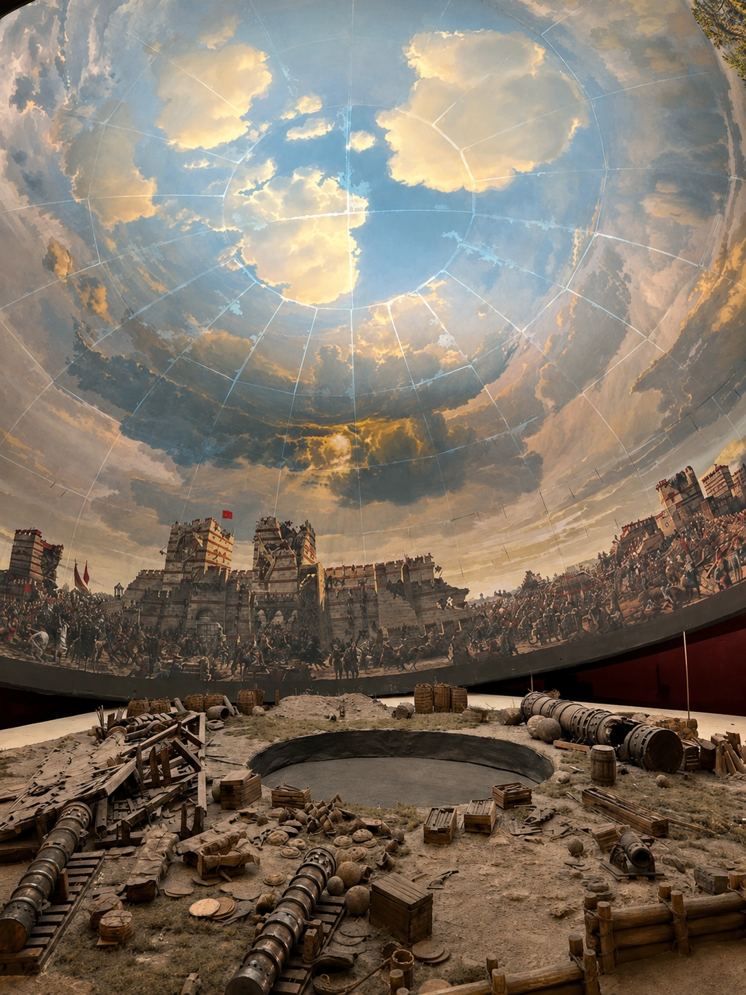 Sweeping dome canvas of the panoramic painting curving above the viewing platform