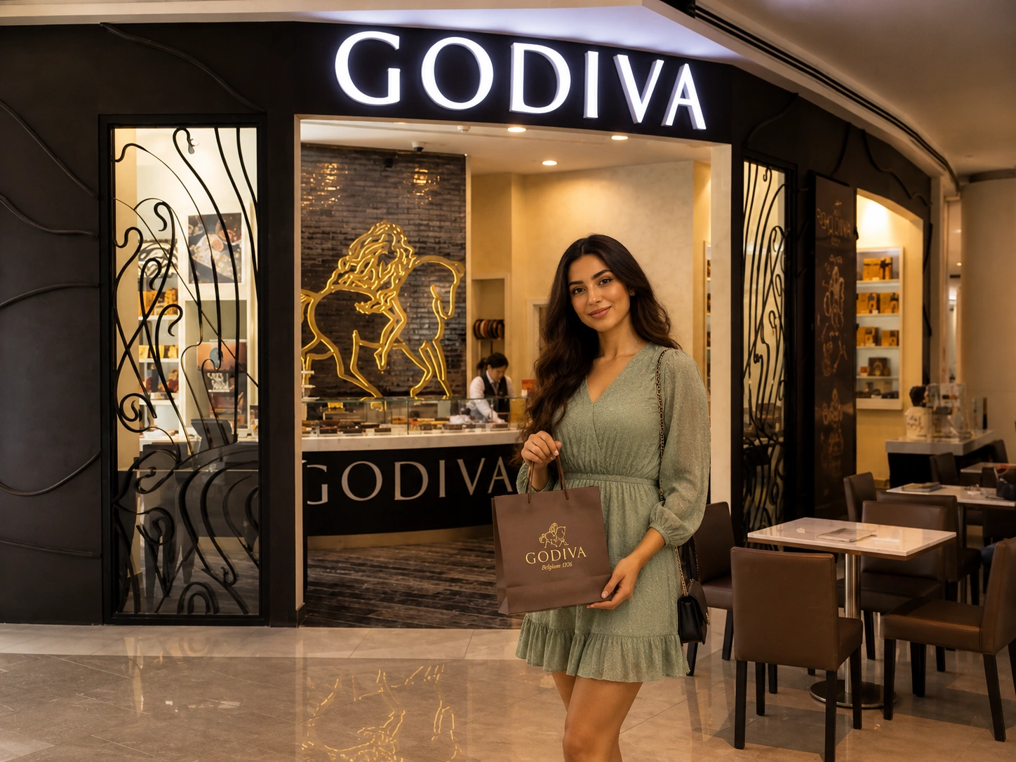 伊斯坦布尔 Akasya 购物中心内的 Godiva Cafe