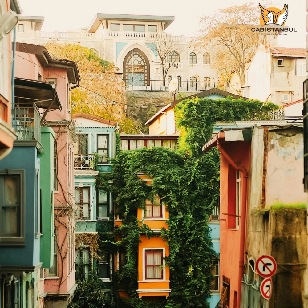 Painted historic houses on a Balat hillside street