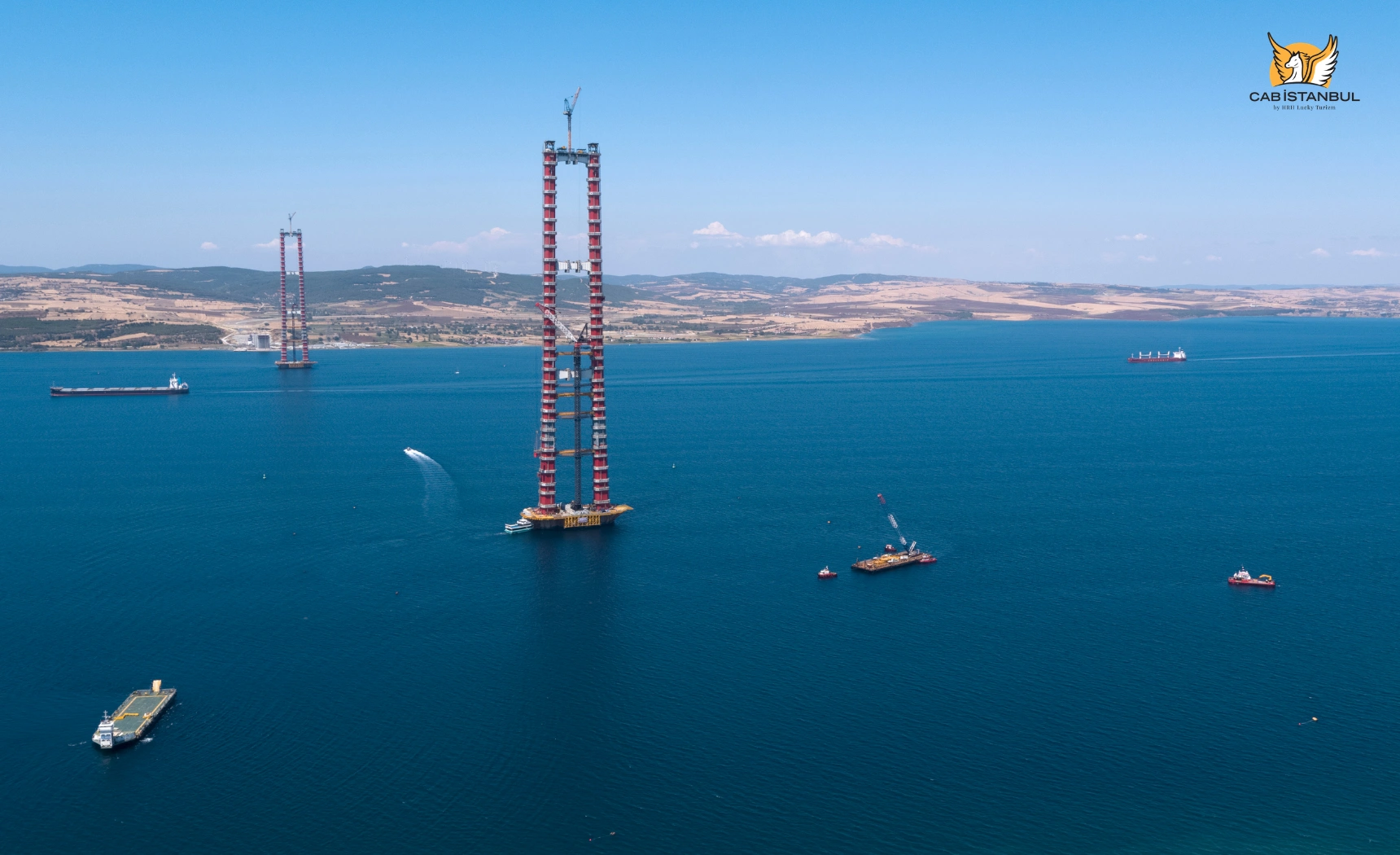 Phase de construction des pylônes et du tablier du pont 1915 Çanakkale