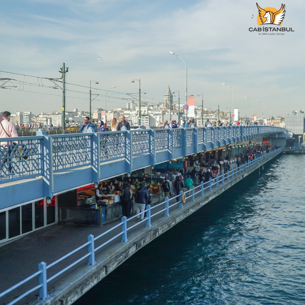 Fish and seafood presentation associated with Galata Bridge dining