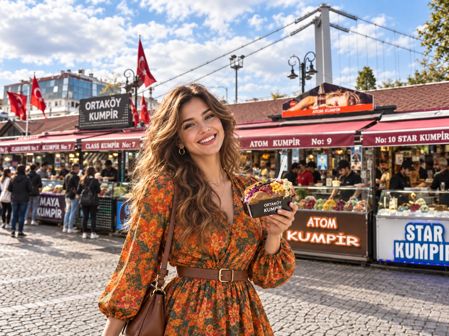 Loaded kumpir baked potato street food served in Ortaköy