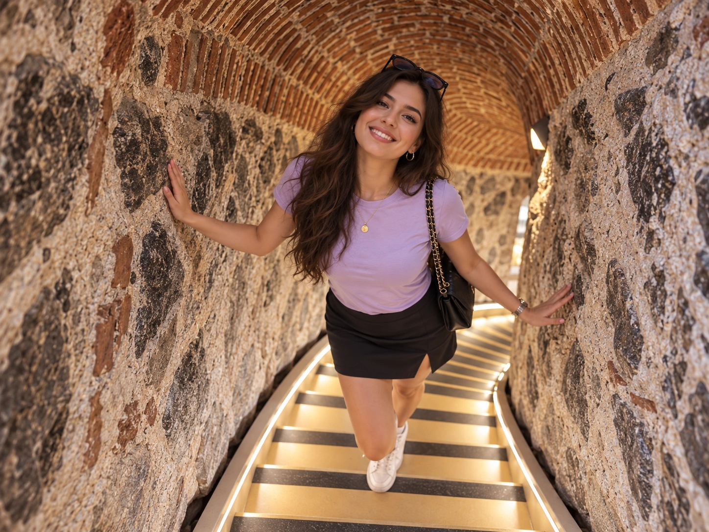 Cage d’escalier en pierre à l’intérieur de la Tour de Galata