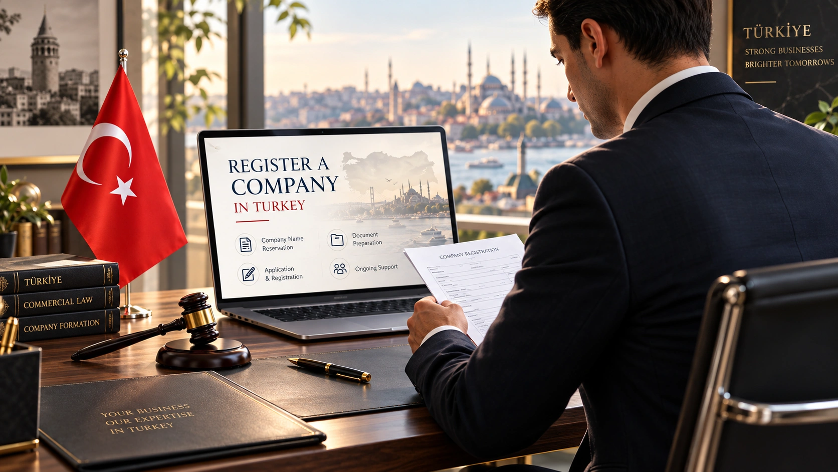 Business meeting setting illustrating company formation planning for foreign investors in Turkey