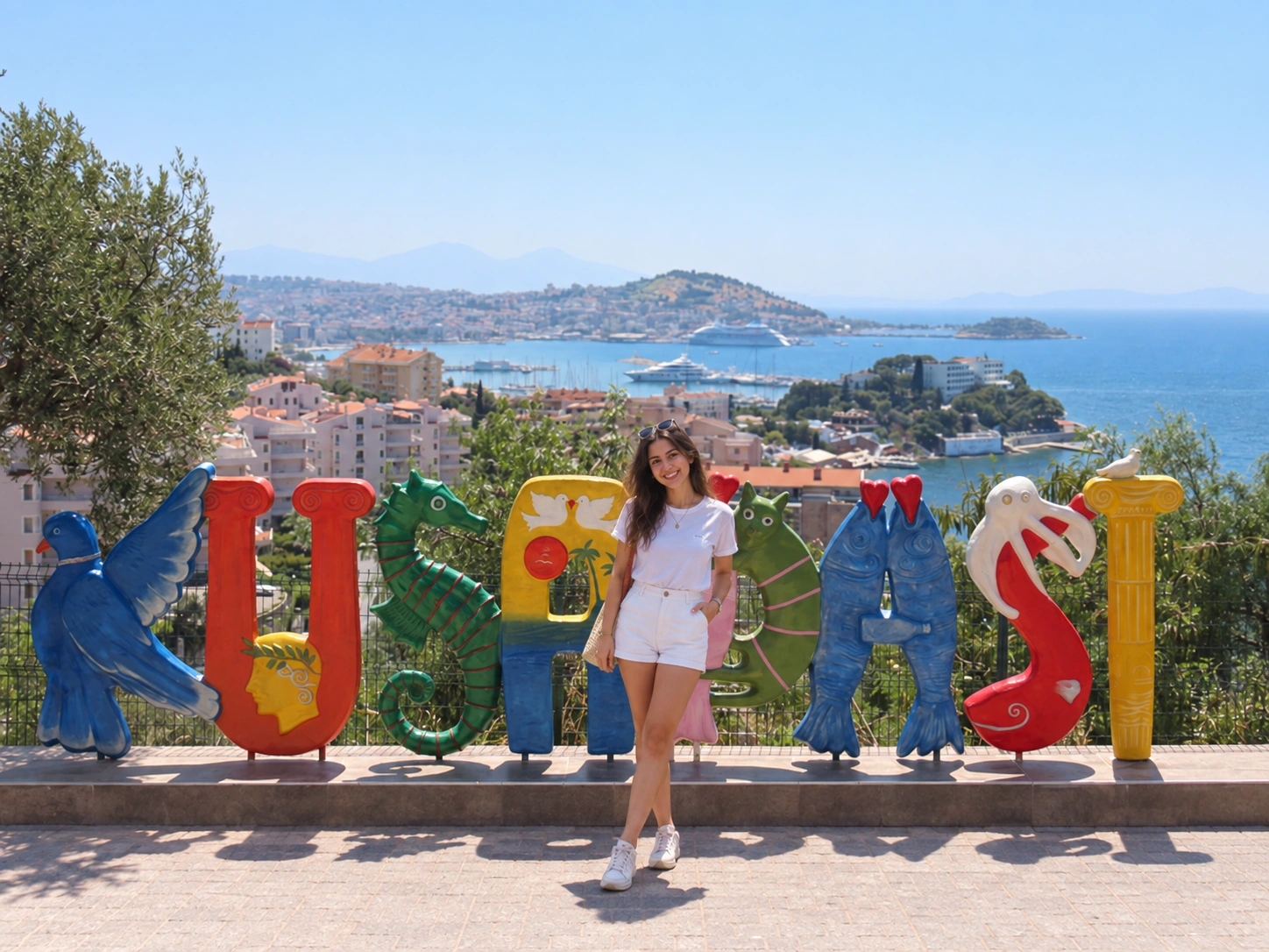 Panoramic view over Kuşadası bay and the Aegean coast