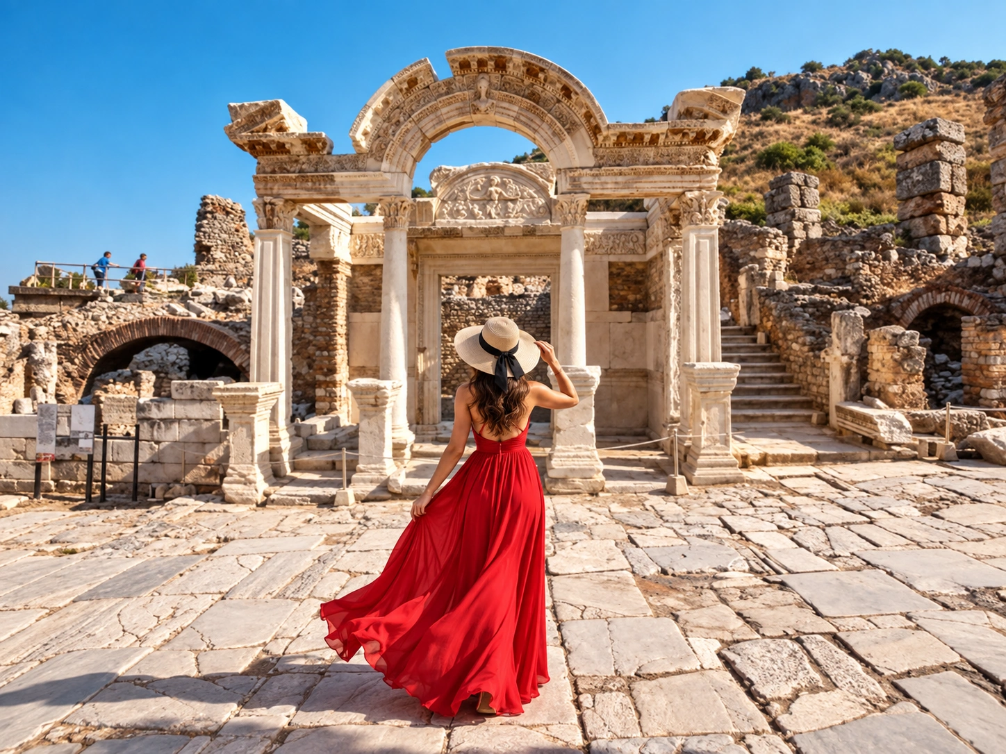 Efes Kuretler Caddesi’nde Hadrian Tapınağı cephesi