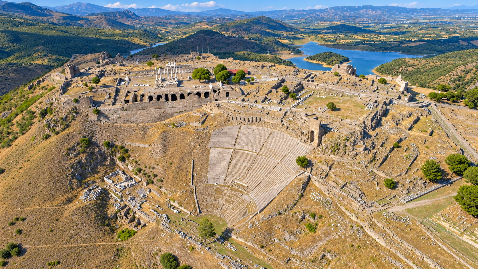 Pergamon Acropolis ruins above Bergama in the central Aegean