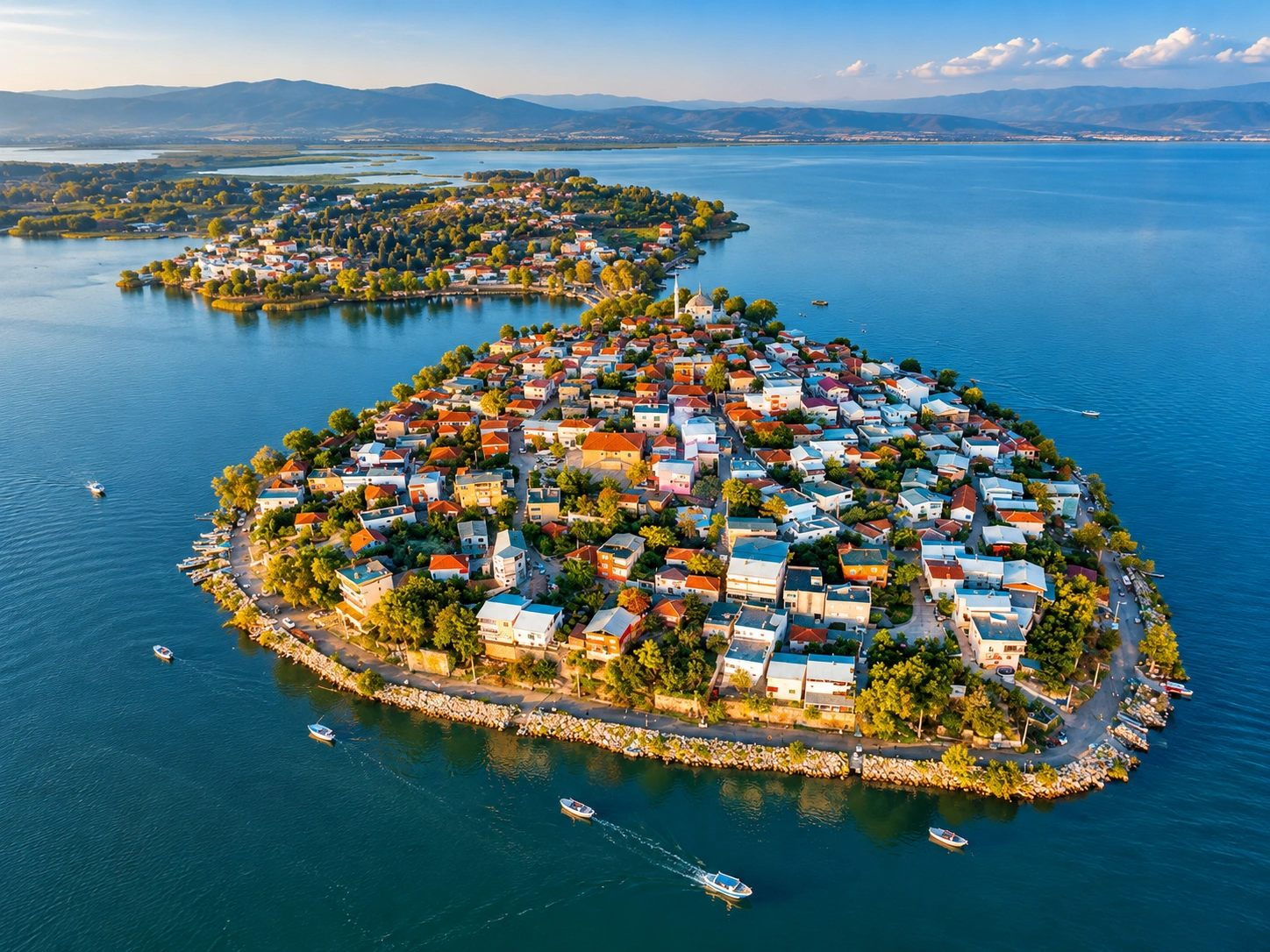 Historic lakeside settlement of Gölyazı on Uluabat Lake in Nilüfer, Bursa