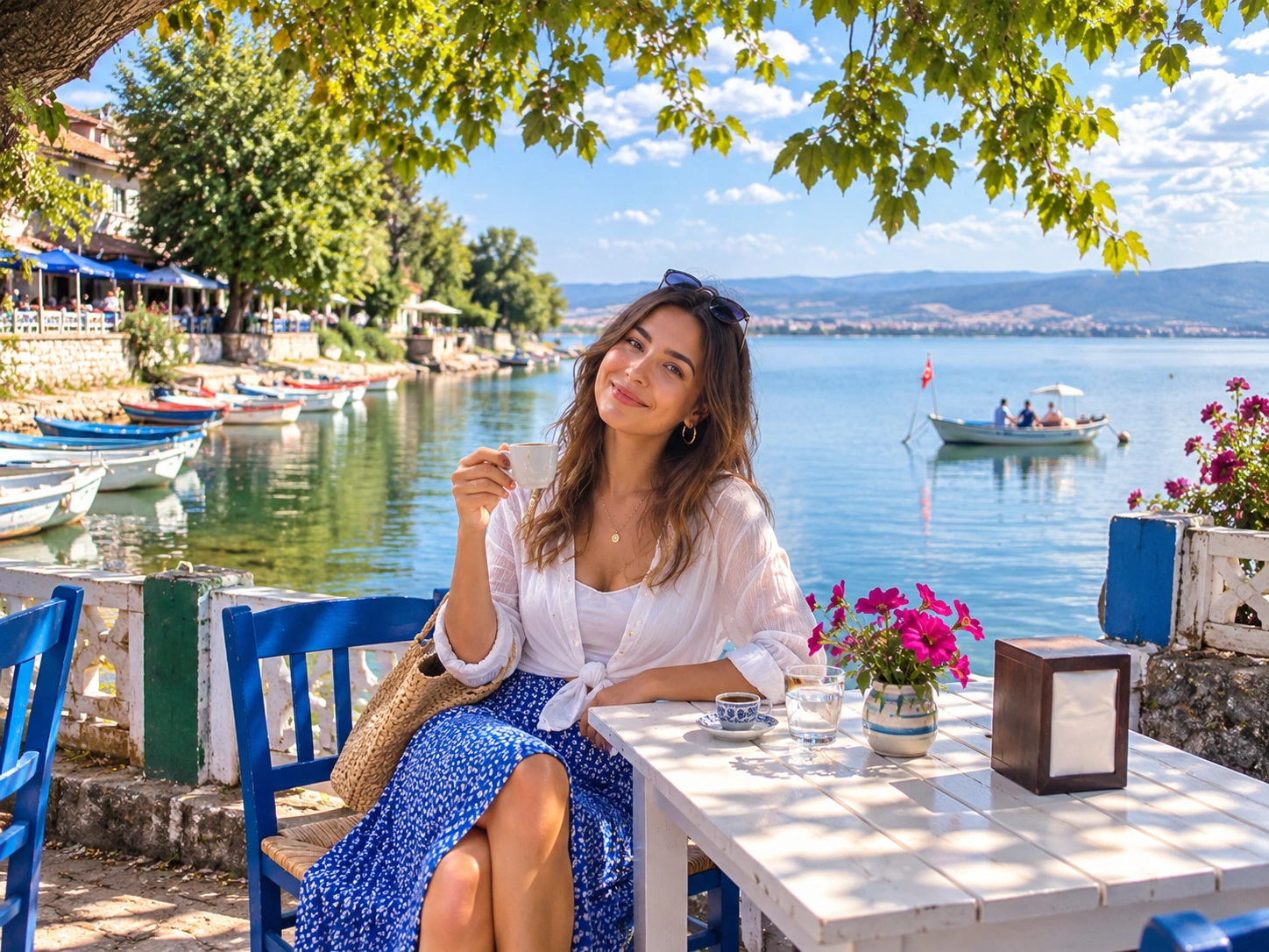 Lakeside café break near Uluabat Lake in Gölyazı
