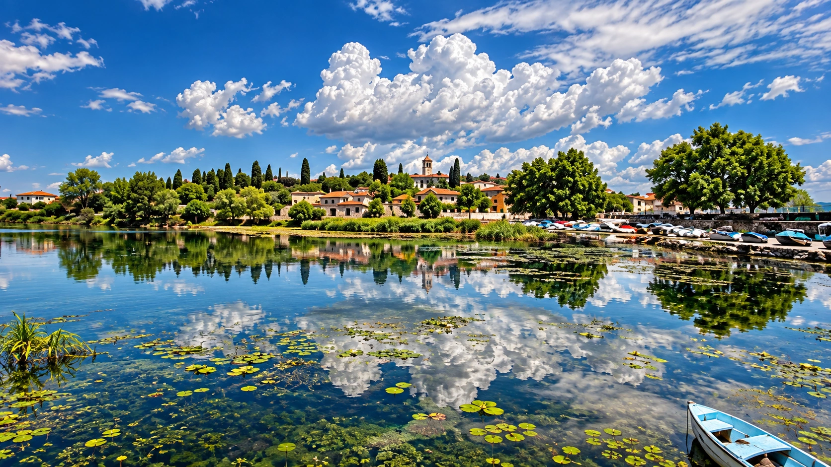 Wide landscape view across shallow Uluabat Lake wetland near Bursa