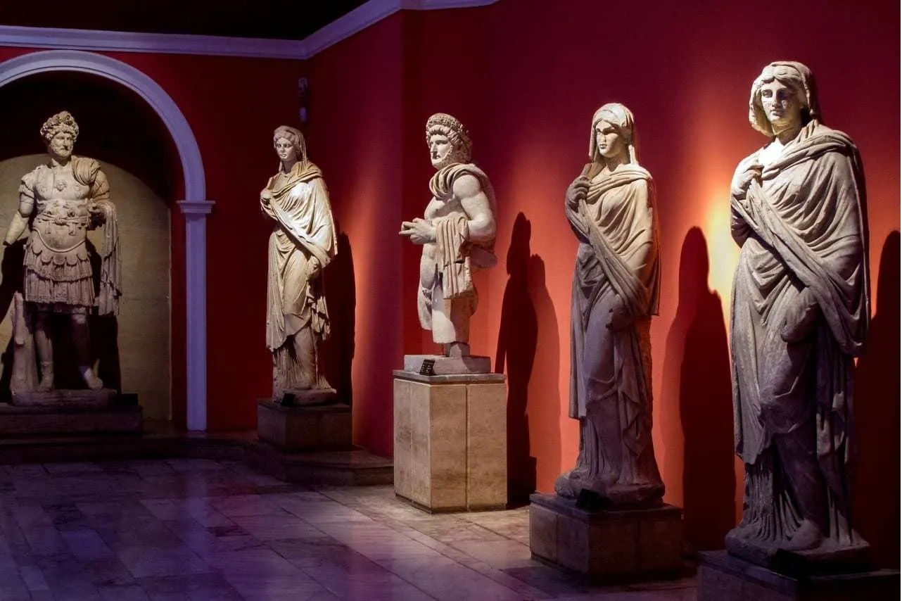 Imperial and mythological statues formerly displayed at Antalya Archaeological Museum