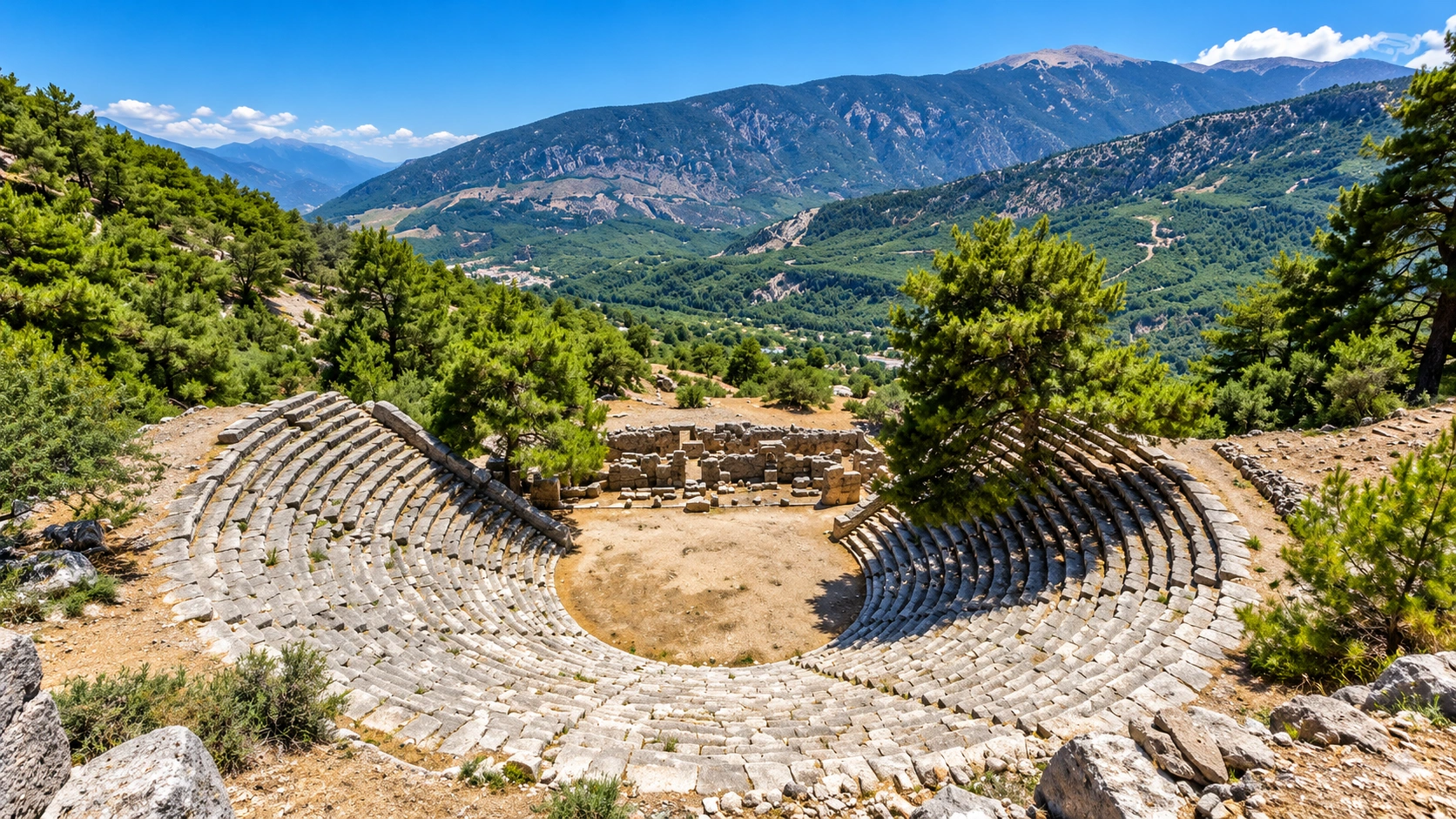 Terraced mountain ruins of Arykanda Ancient City near Finike