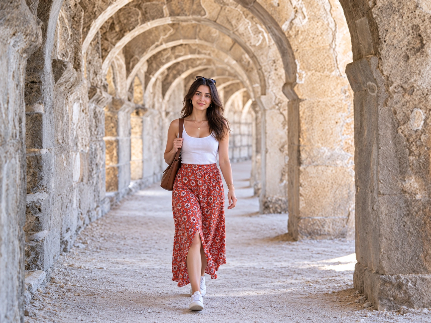 Arched gallery and upper seating fabric of the Roman theatre at Aspendos
