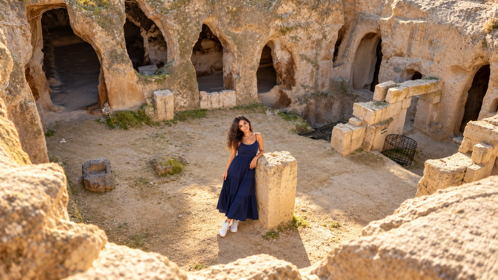 Underground chambers at Gaziemir Underground City in Aksaray province