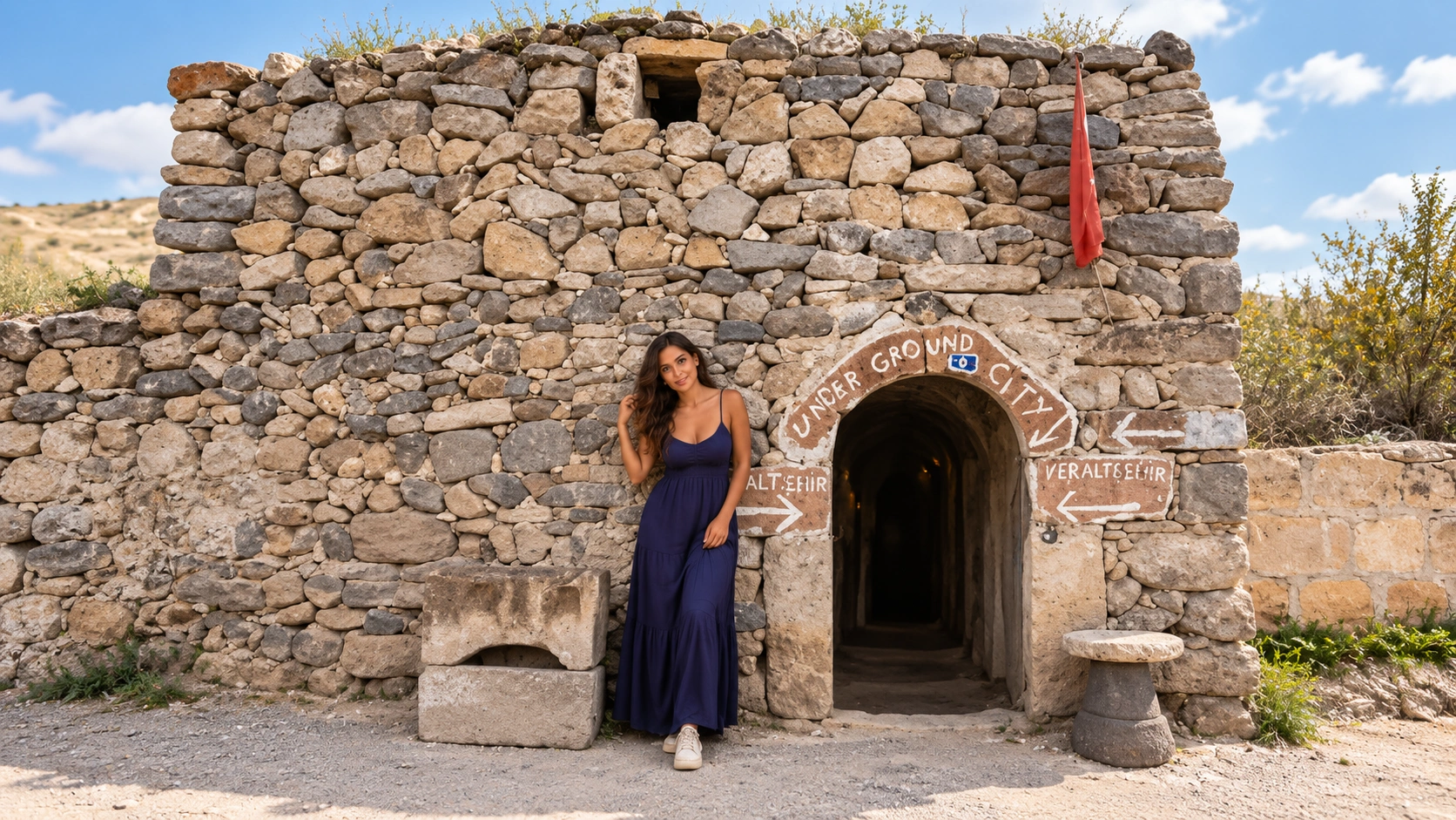 Exterior rock architecture associated with Özlüce Underground City Cappadocia
