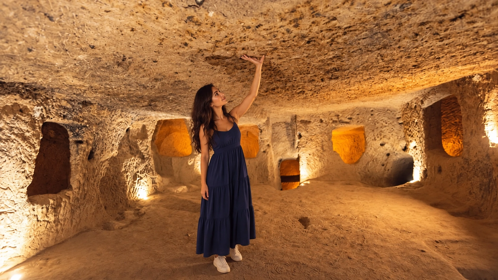 Hillside entrance area of Tatlarin Underground City in Nevşehir