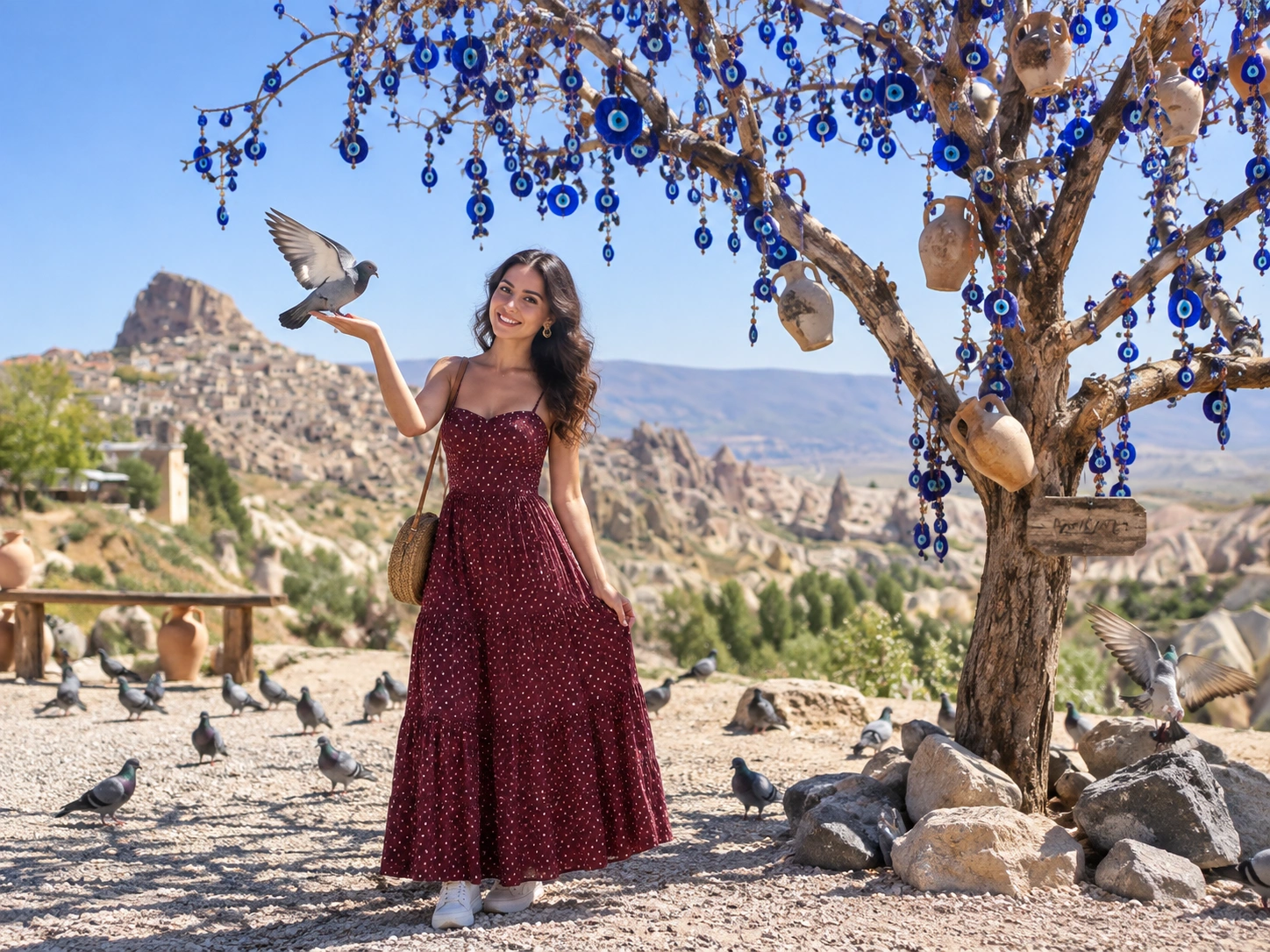 Pigeon Valley cliffs with rock-cut dovecotes in Cappadocia