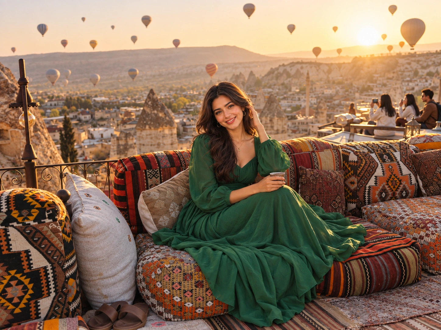 Wide fairy chimney landscape view in Cappadocia