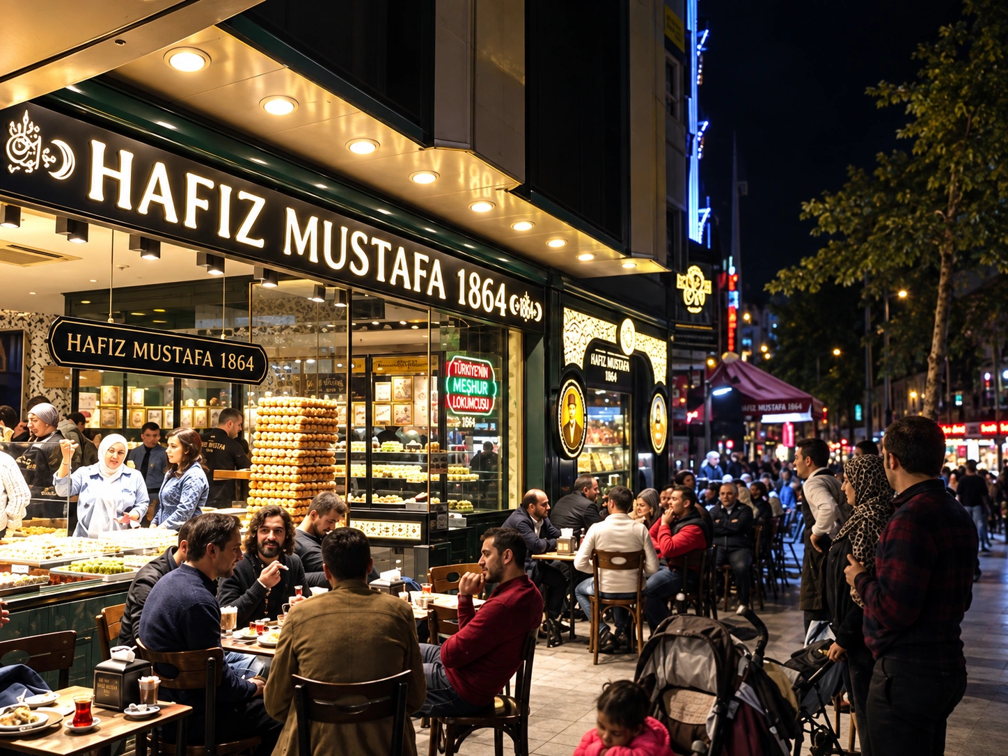 Taksim yakınında Hafız Mustafa lokum tezgâhı