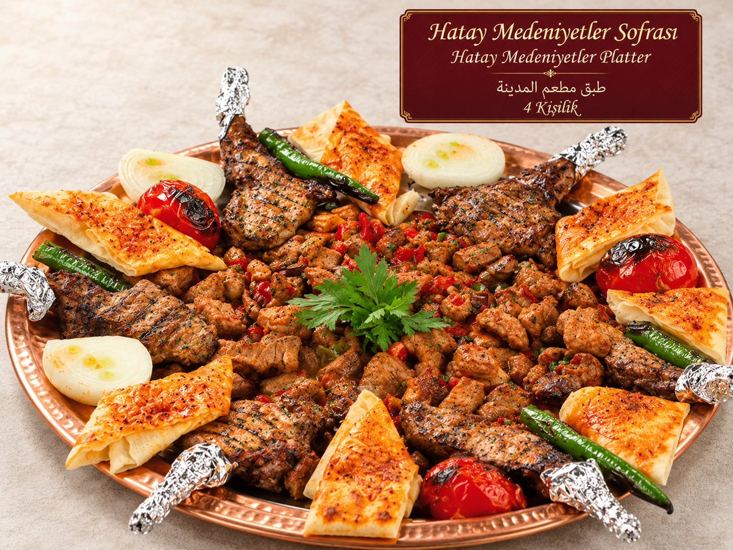 Hatay Medeniyetler Sofrası menu dishes including mezze and grilled meats