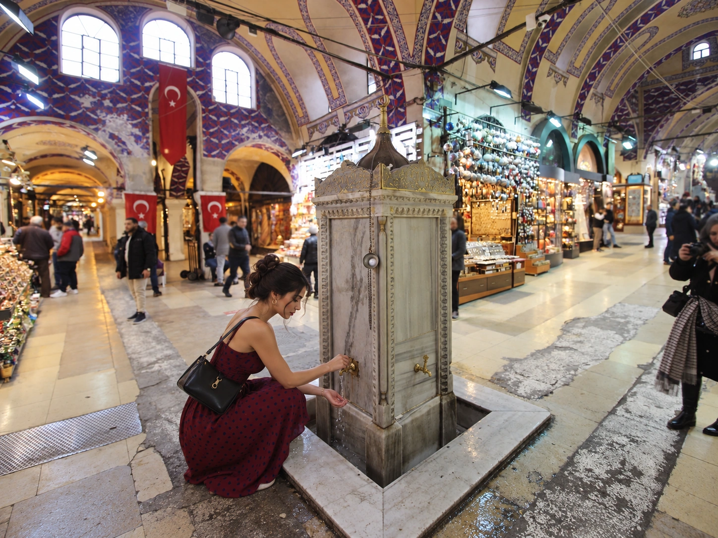 Kapalıçarşı Halıcılar Sokağı’nda tarihî çeşme avlusu