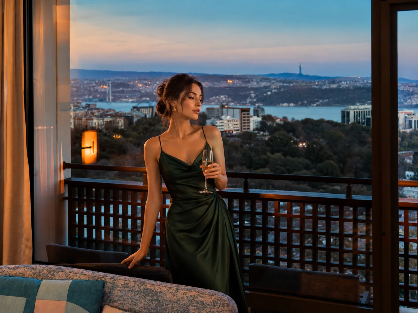 Hilton Istanbul Bosphorus oda içi ve geniş pencere