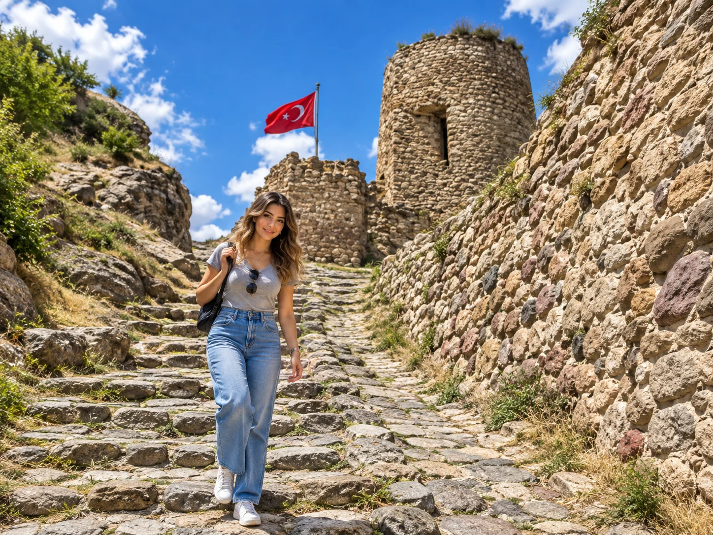 Eski kentin üstünde Kastamonu Kalesi