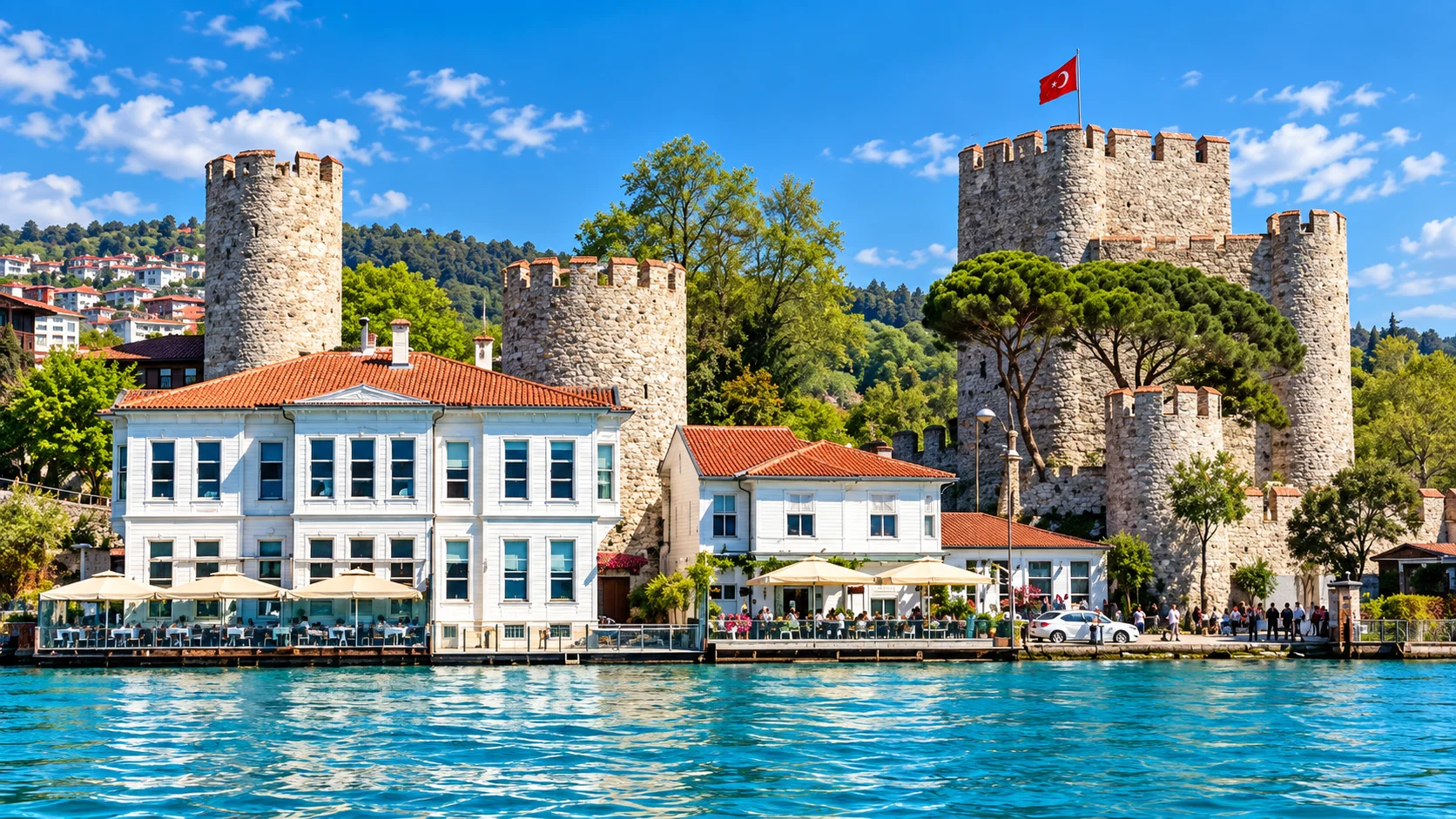 Anadolu Hisarı fortress and the surrounding Bosphorus village, Istanbul