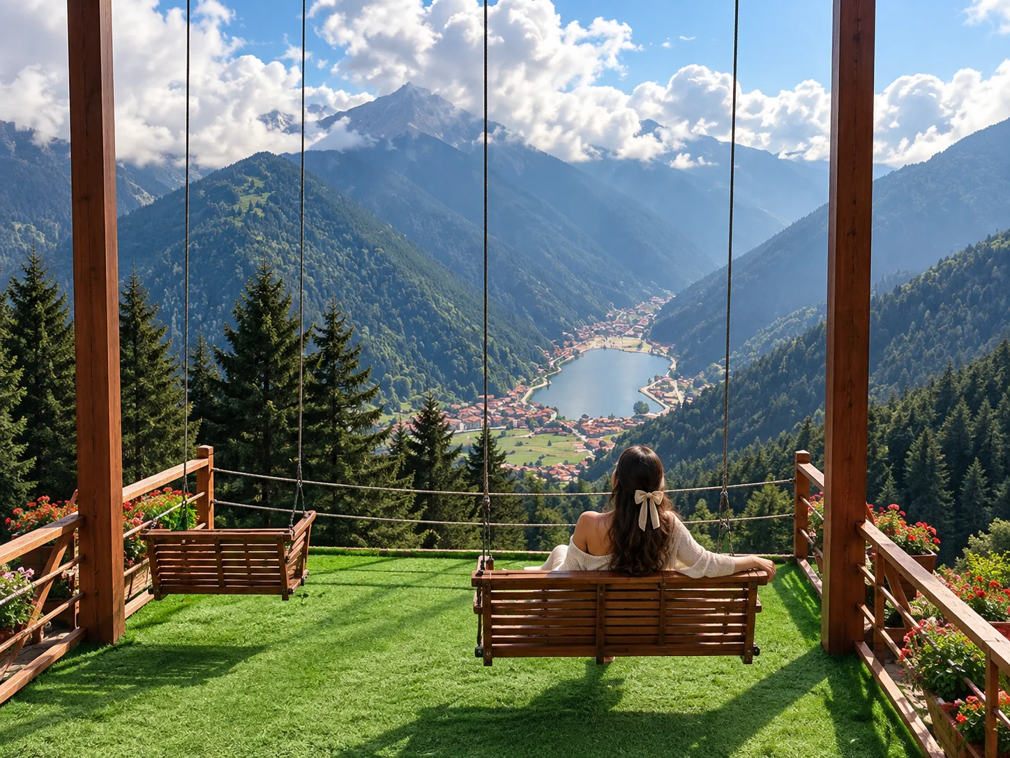 Traditional wooden highland hotel architecture at Uzungöl, Çaykara Trabzon