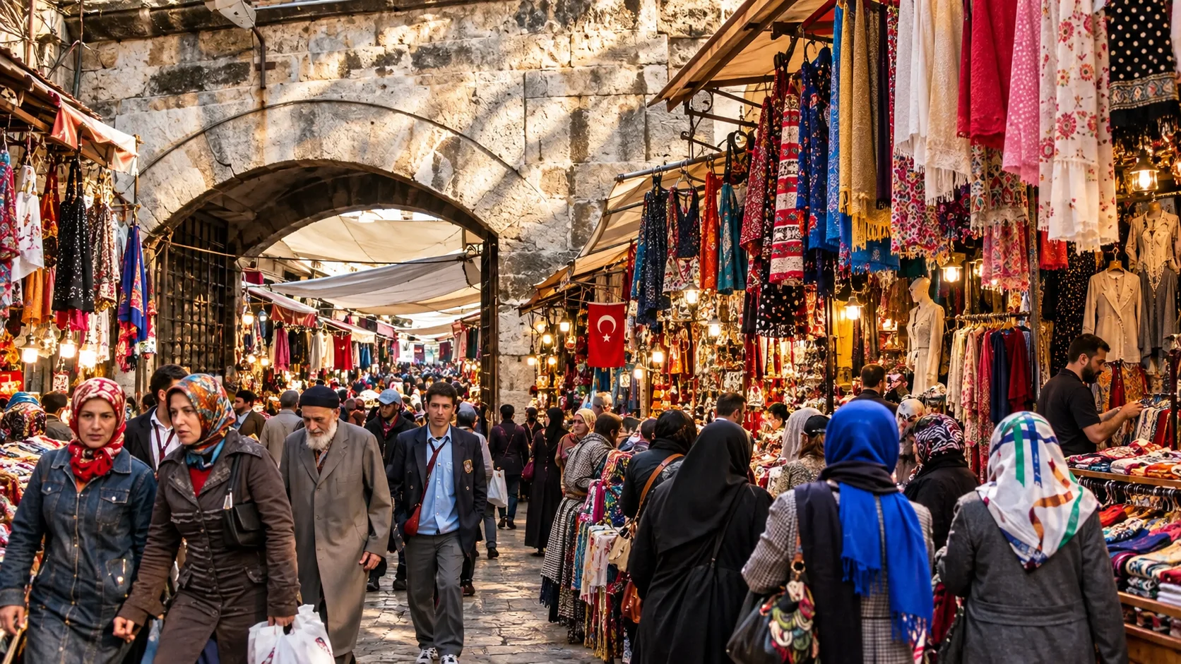 أكشاك وحشود سوق الأربعاء في الفاتح — حي الأربعاء التاريخي في إسطنبول