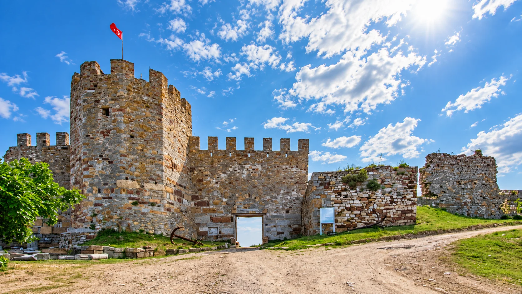 Edirne historical Ottoman stone fortress walls and tower remains