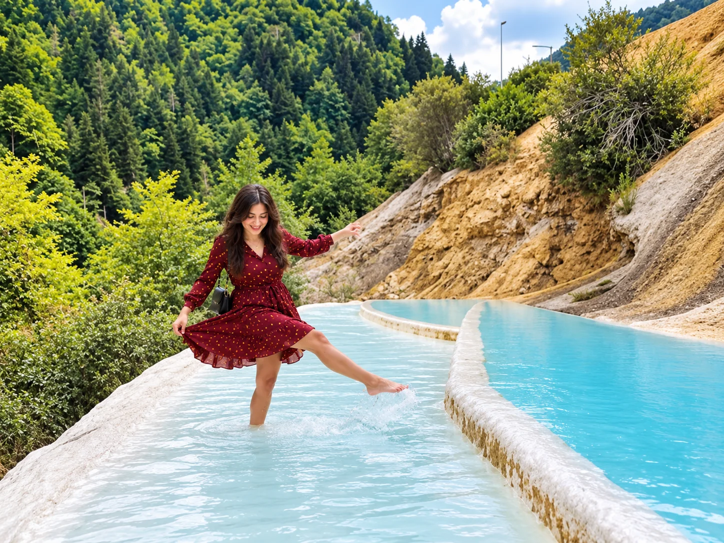 Göksu Travertines terraced mineral pools in Dereli, Giresun