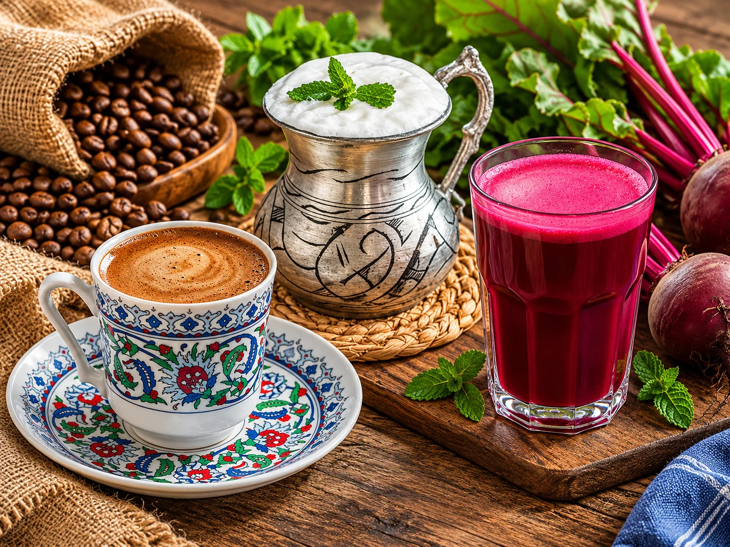 Türk kahvesi, ayran ve şalgam suyu İstanbul içecekleri