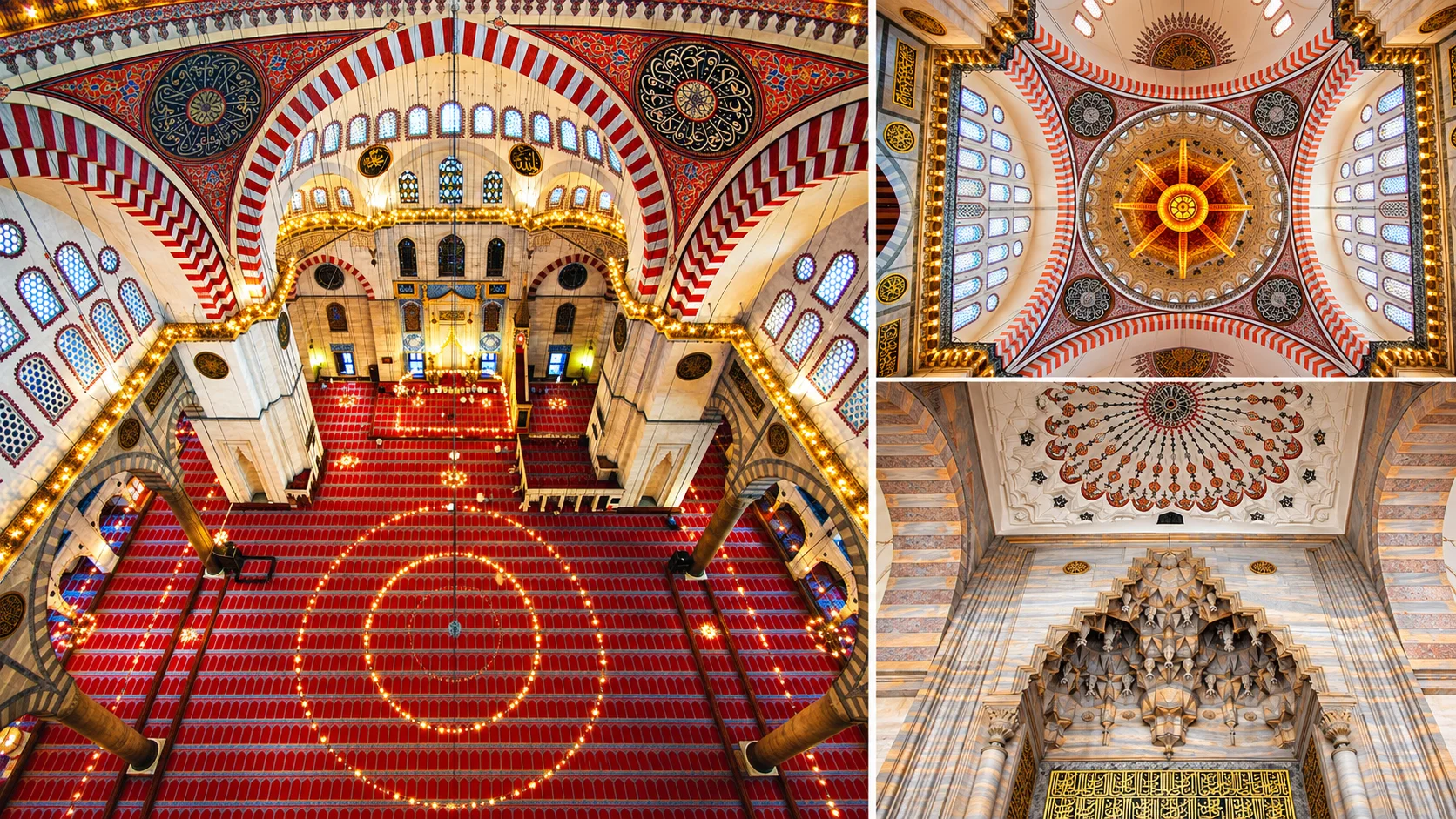 Süleymaniye Camii içi, kubbe ve pencere ışığı