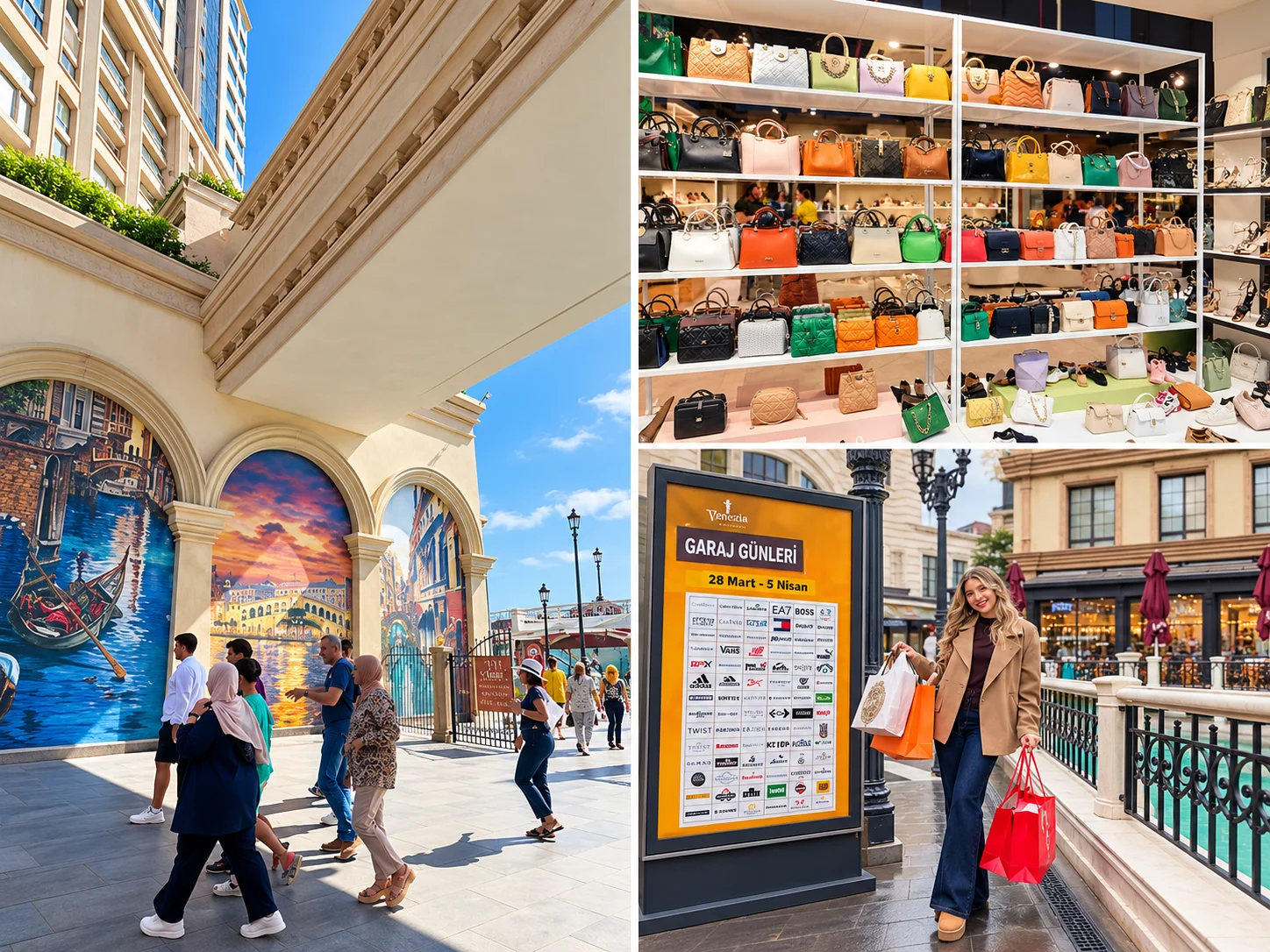Venezia Mega Outlet Garaj Günleri yılsonu kampanyası, marka standları ve yoğun ziyaretçi kalabalığı