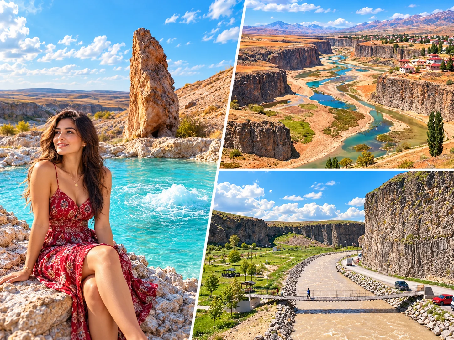 Diyadin hot-spring valley and canyon landscape in Ağrı